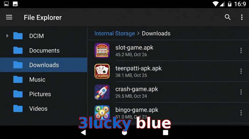 Main screen of 3Lucky Blue gameapk page for PK players