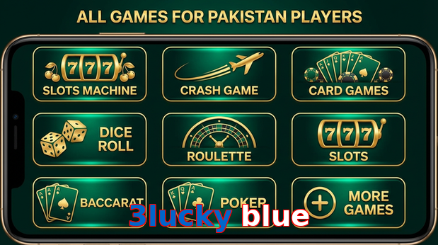 Main screen of 3Lucky Blue games page for PK players