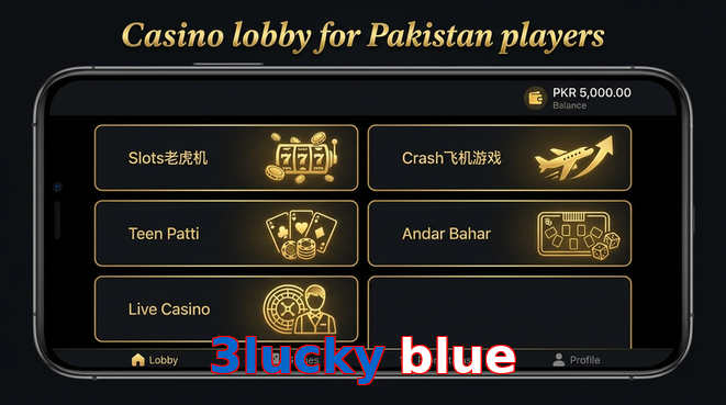 Lobby view of 3Lucky Blue for Pakistan users