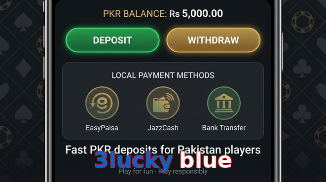 Deposit and withdrawal screen with PKR methods