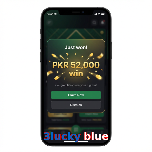 Main screen of 3Lucky Blue win page for PK players